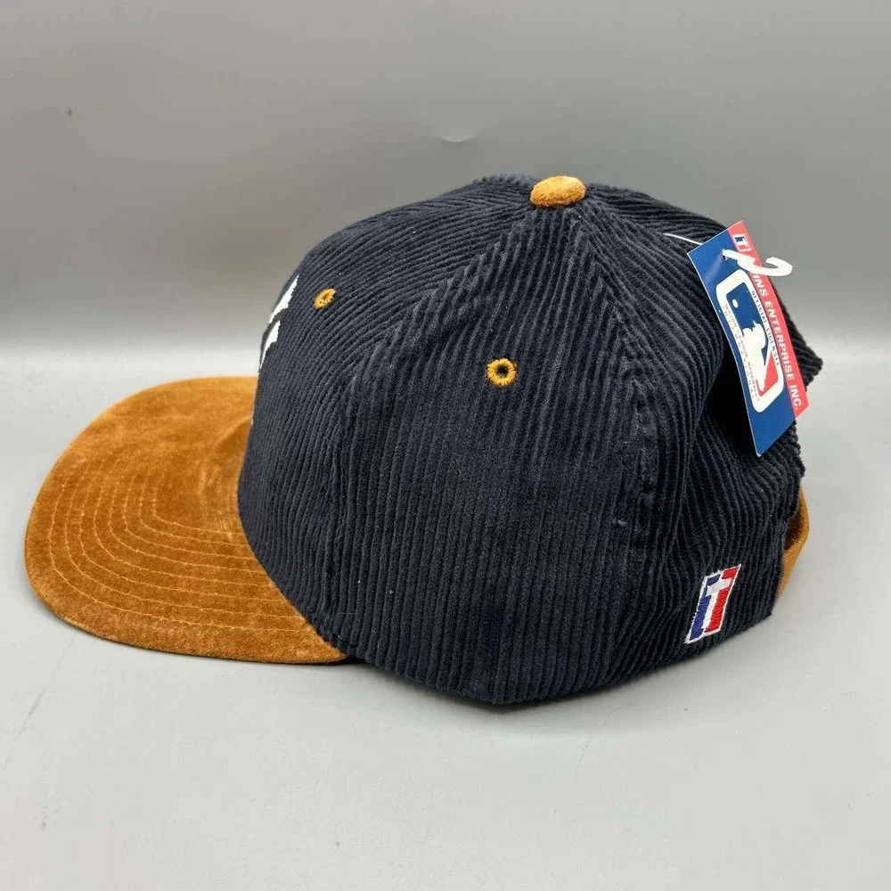Vintage New York Yankees Hat Men Suede Corduroy Twins Enterprise Strap Back New